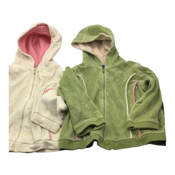 Lot of 2 Greendog Hoodies Baby Girl Size 24M Zip Up Pink & Green Cotton Blend - Picture 13 of 15